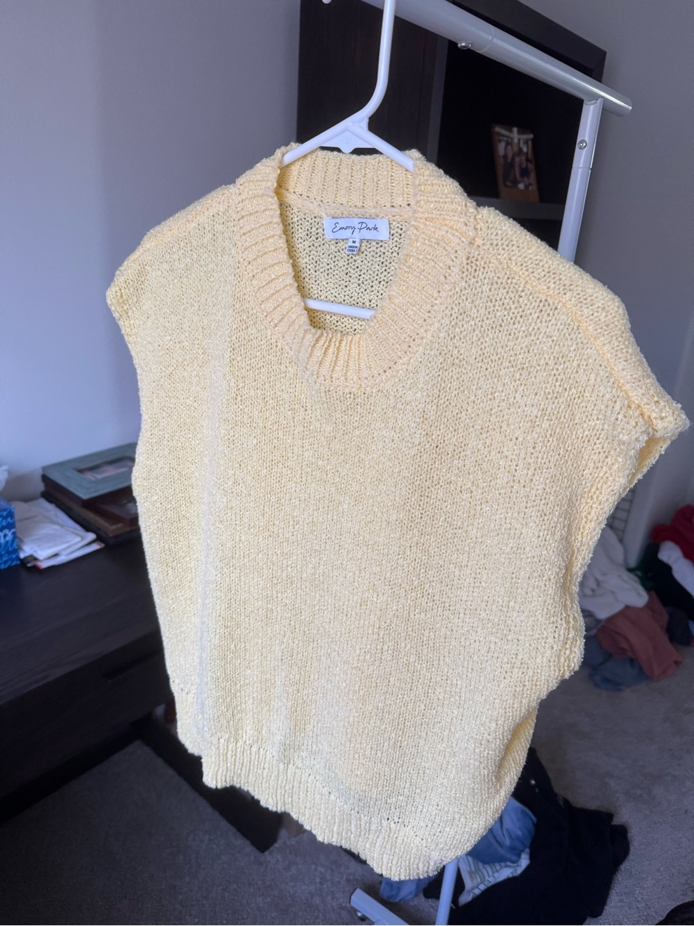 emory park Pale Yellow Knit Sleeveless Crewneck Vest
